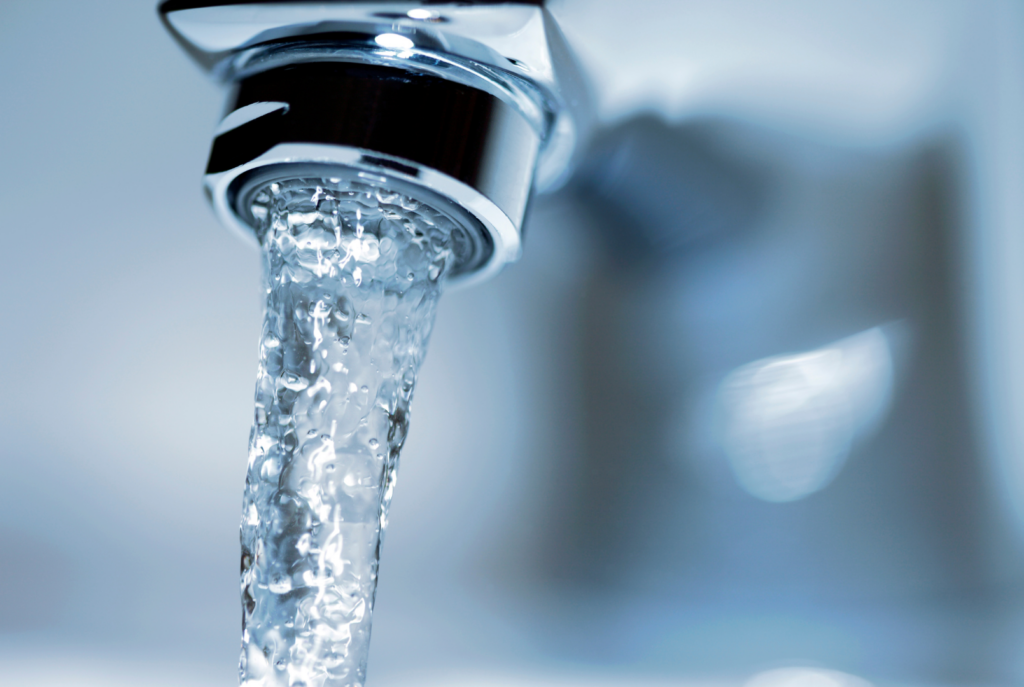 water flowing from faucet